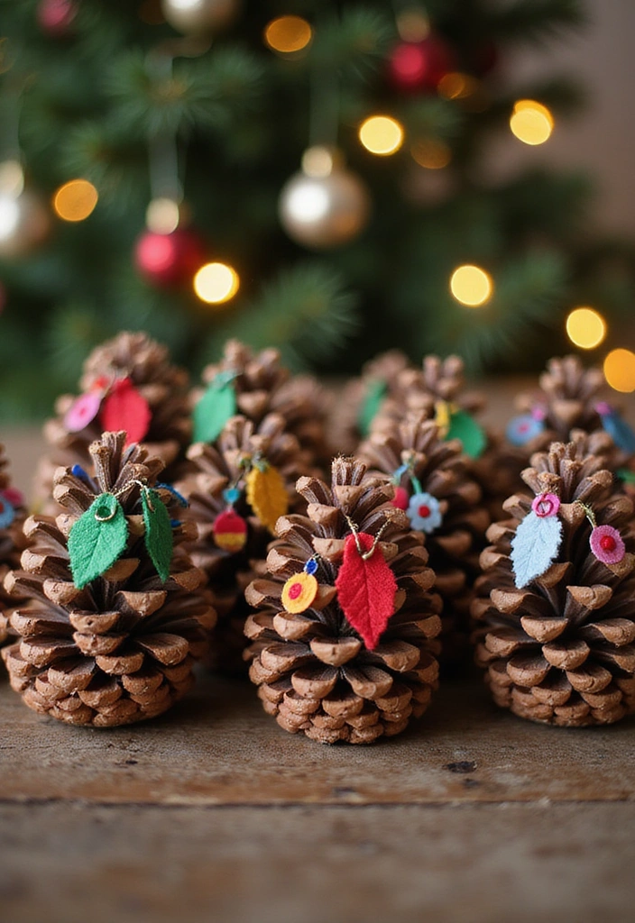25 Handmade Pine Cone Ornaments That Will Make Your Tree Shine Bright This Christmas! - 17. Pine Cone and Felt Ornaments