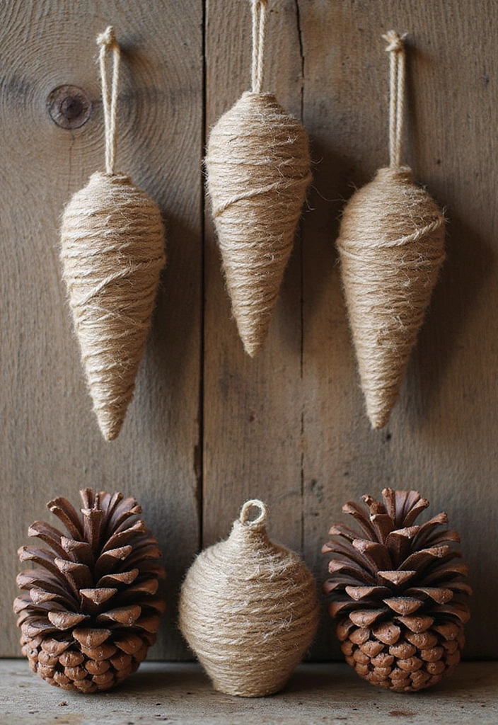 25 Handmade Pine Cone Ornaments That Will Make Your Tree Shine Bright This Christmas! - 19. Pine Cone and Twine Art