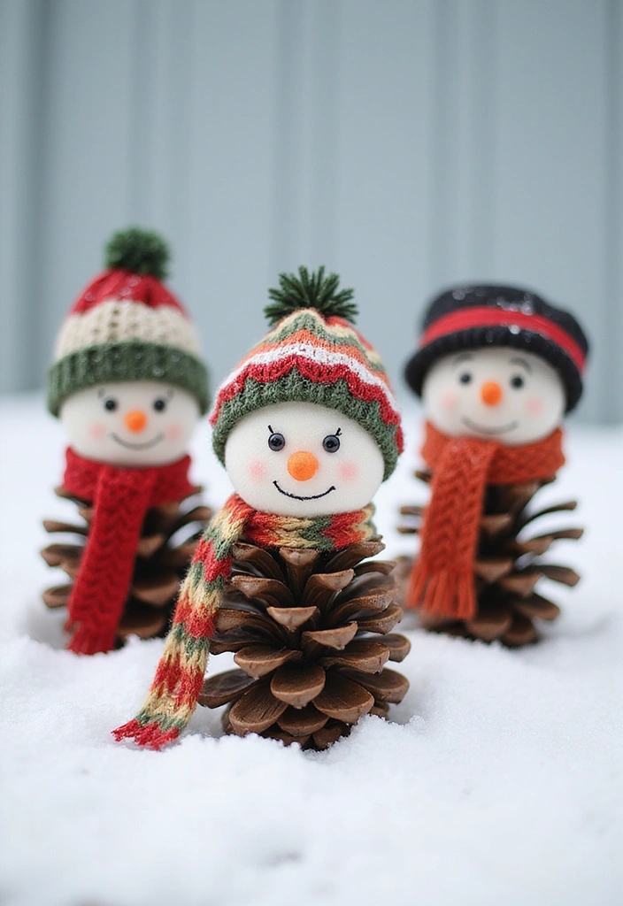 25 Handmade Pine Cone Ornaments That Will Make Your Tree Shine Bright This Christmas! - 2. Pine Cone Snowmen