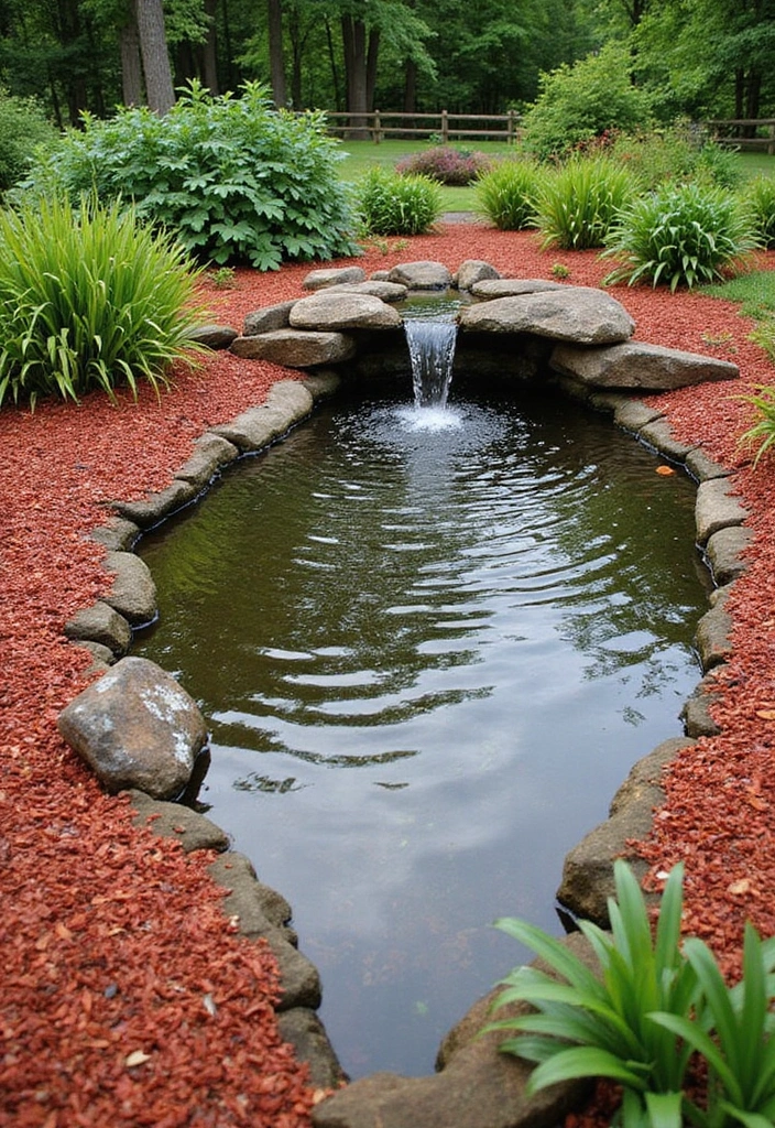 30 DIY Red Mulch Ideas to Elevate Your Landscape (You Can Do #22 This Weekend!) - 11. Mulch for Water Features