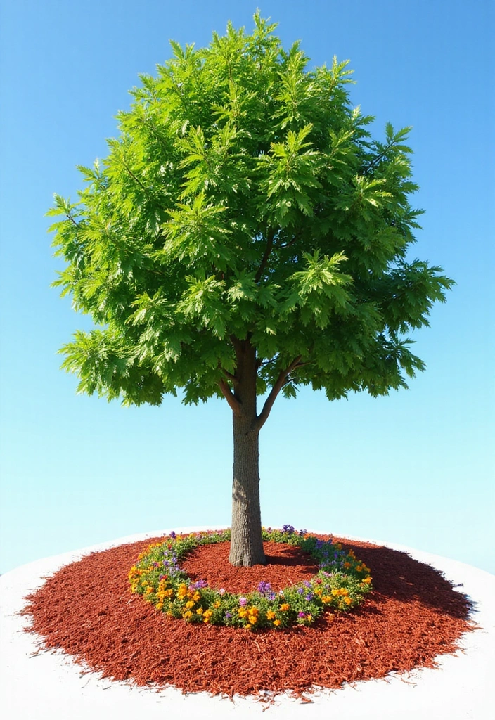 30 DIY Red Mulch Ideas to Elevate Your Landscape (You Can Do #22 This Weekend!) - 5. Mulched Tree Rings