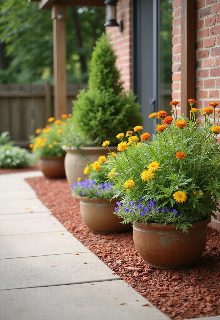 30 DIY Red Mulch Ideas to Elevate Your Landscape (You Can Do #22 This Weekend!) - 9. Decorative Planters