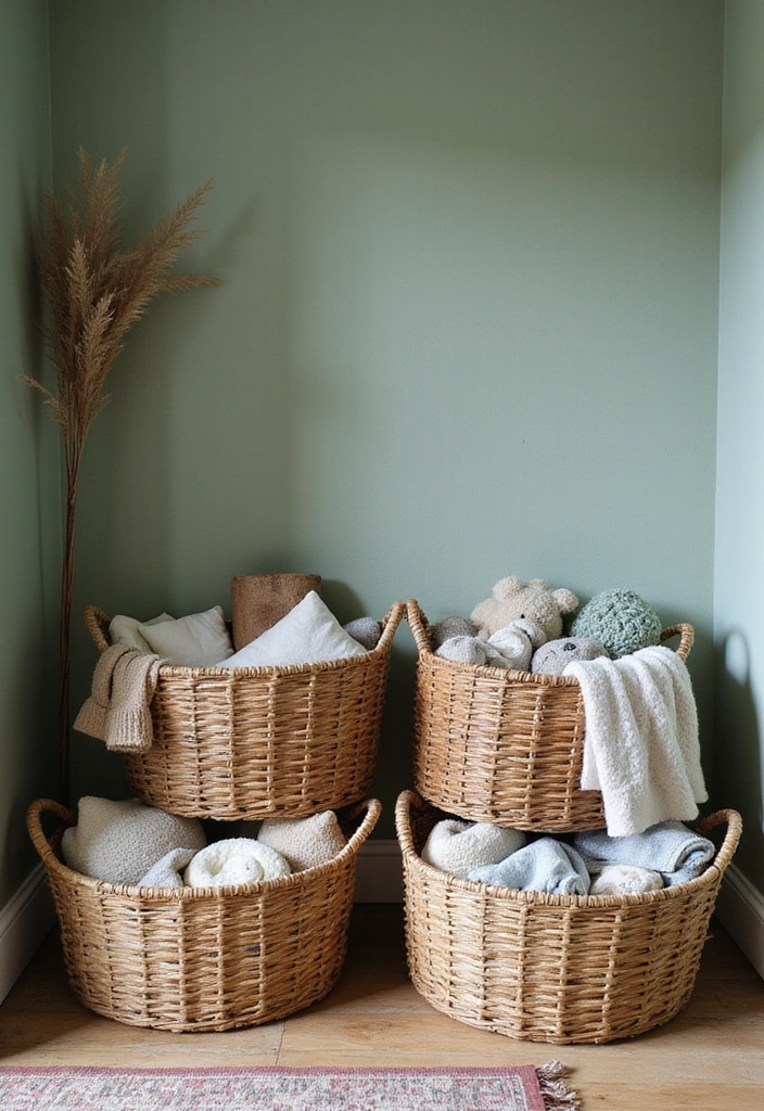 10 Cozy Textiles to Make Your Sage Green Bedroom Feel Like a Retreat! - 10. Decorative Baskets