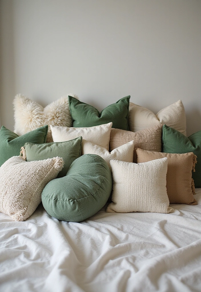 10 Cozy Textiles to Make Your Sage Green Bedroom Feel Like a Retreat! - 3. Textured Pillows