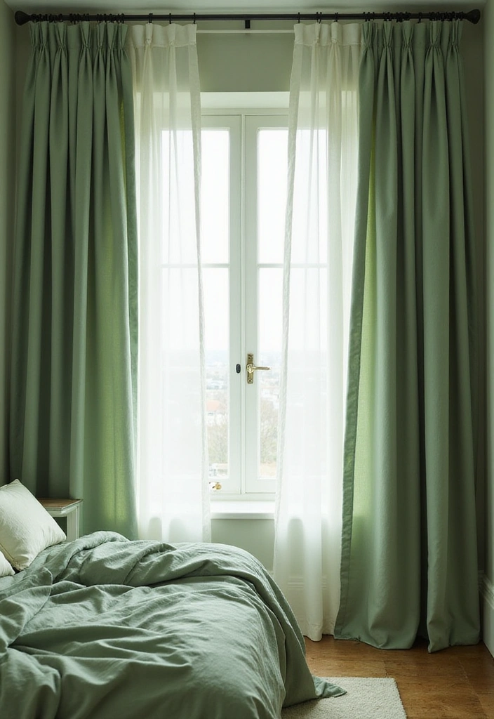 10 Cozy Textiles to Make Your Sage Green Bedroom Feel Like a Retreat! - 4. Curtain Layers
