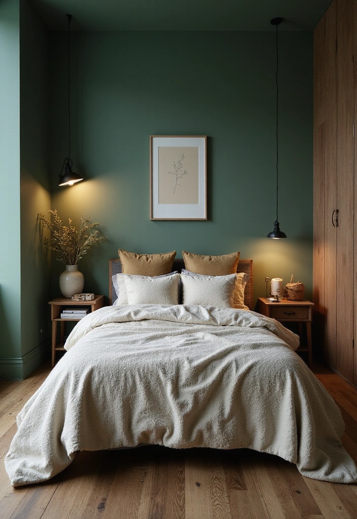 10 Gorgeous Sage Green Bedroom Paint Ideas That Will Make You Fall in Love with Your Walls! - 2. Deep Sage for a Cozy Retreat