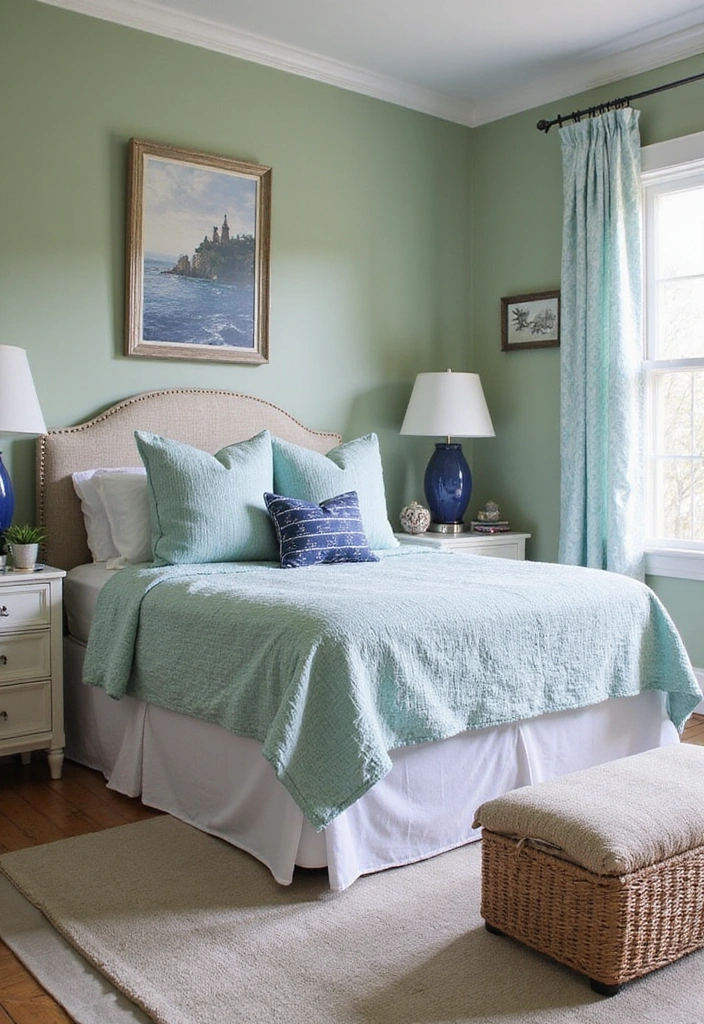 10 Gorgeous Sage Green Bedroom Paint Ideas That Will Make You Fall in Love with Your Walls! - 6. Sage Green with Nautical Touches