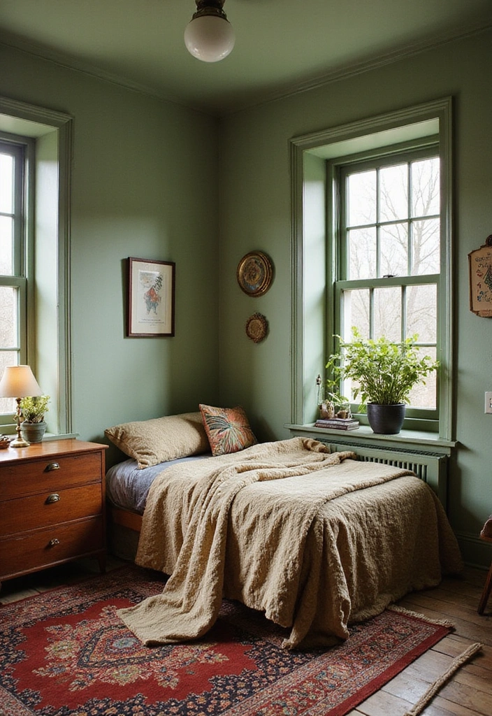 10 Gorgeous Sage Green Bedroom Paint Ideas That Will Make You Fall in Love with Your Walls! - 7. Vintage Charm with Sage Green