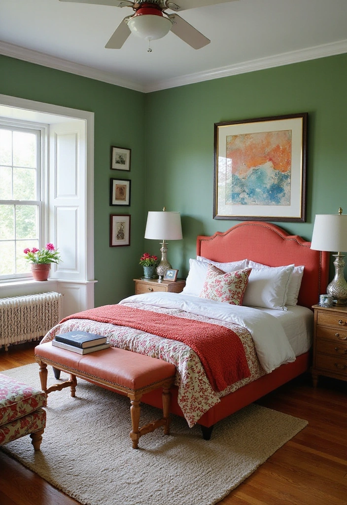 10 Gorgeous Sage Green Bedroom Paint Ideas That Will Make You Fall in Love with Your Walls! - 9. Sage Green with Pop of Color