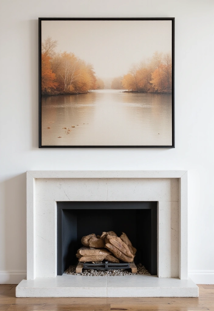 10 Minimalist Fall Fireplace Decor Ideas for a Chic Autumn Home! - 6. Simple Artwork