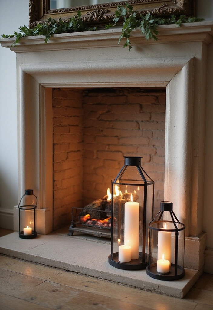 10 Minimalist Fall Fireplace Decor Ideas for a Chic Autumn Home! - 8. Minimalist Lanterns