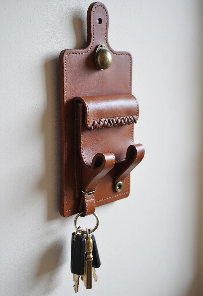 10 Multi-Functional DIY Key Holder Ideas That Do More Than Just Hold Keys (See #1!) - 10. DIY Leather Key Holder