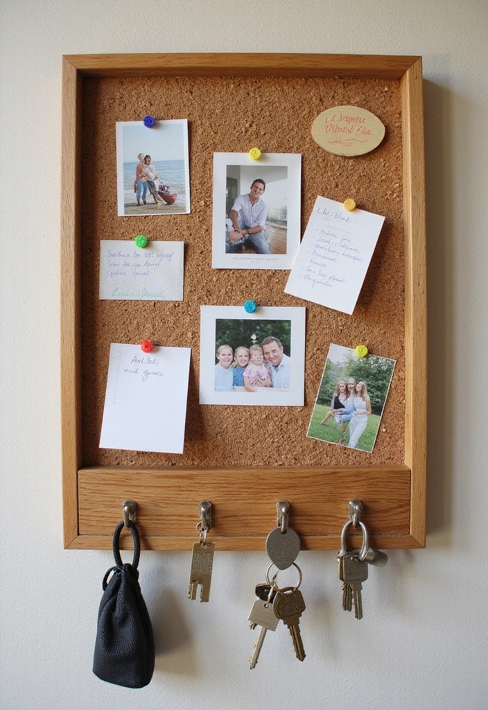 10 Multi-Functional DIY Key Holder Ideas That Do More Than Just Hold Keys (See #1!) - 3. Corkboard Key Organizer with Photos
