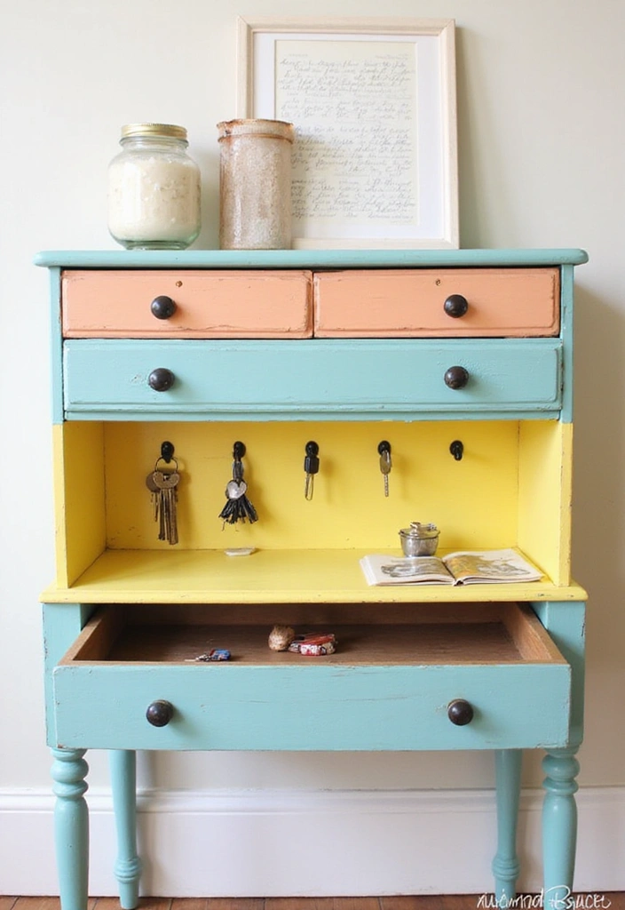 10 Multi-Functional DIY Key Holder Ideas That Do More Than Just Hold Keys (See #1!) - 4. Upcycled Vintage Drawer Key Holder