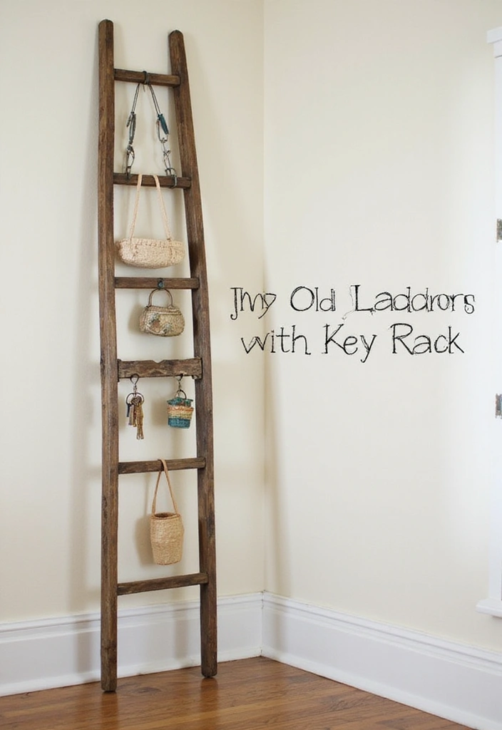 10 Multi-Functional DIY Key Holder Ideas That Do More Than Just Hold Keys (See #1!) - 6. Repurposed Ladder Key Rack