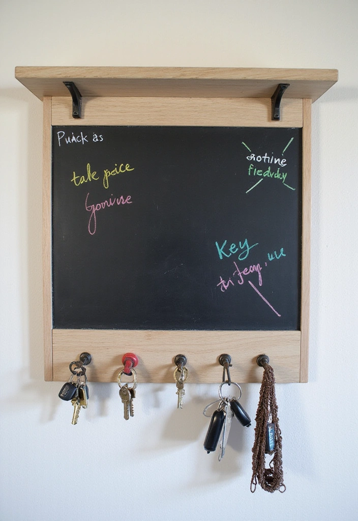 10 Multi-Functional DIY Key Holder Ideas That Do More Than Just Hold Keys (See #1!) - 8. Wall-Mounted Chalkboard Key Organizer