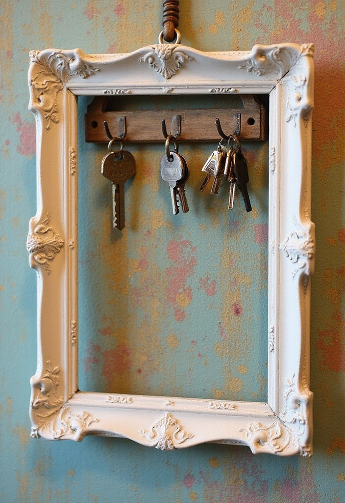 10 Multi-Functional DIY Key Holder Ideas That Do More Than Just Hold Keys (See #1!) - 9. Picture Frame Key Holder
