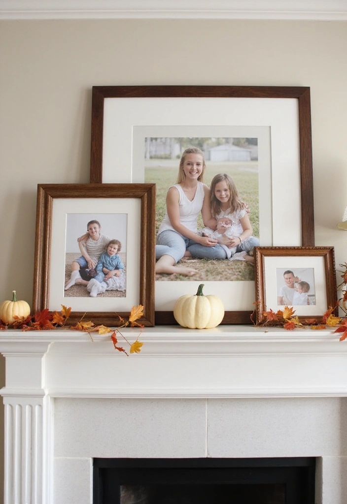 10 Quick and Easy Fall Fireplace Decor Ideas You Can Try This Weekend! - 10. Personal Touches with Family Photos