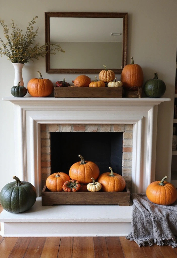 10 Quick and Easy Fall Fireplace Decor Ideas You Can Try This Weekend! - 5. Incorporate Fall-Favorite Pumpkins