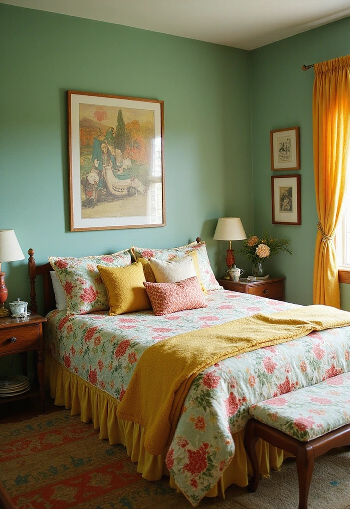 12 Affordable Sage Green Bedroom Makeovers That Will Blow Your Mind! - 10. Retro Fun