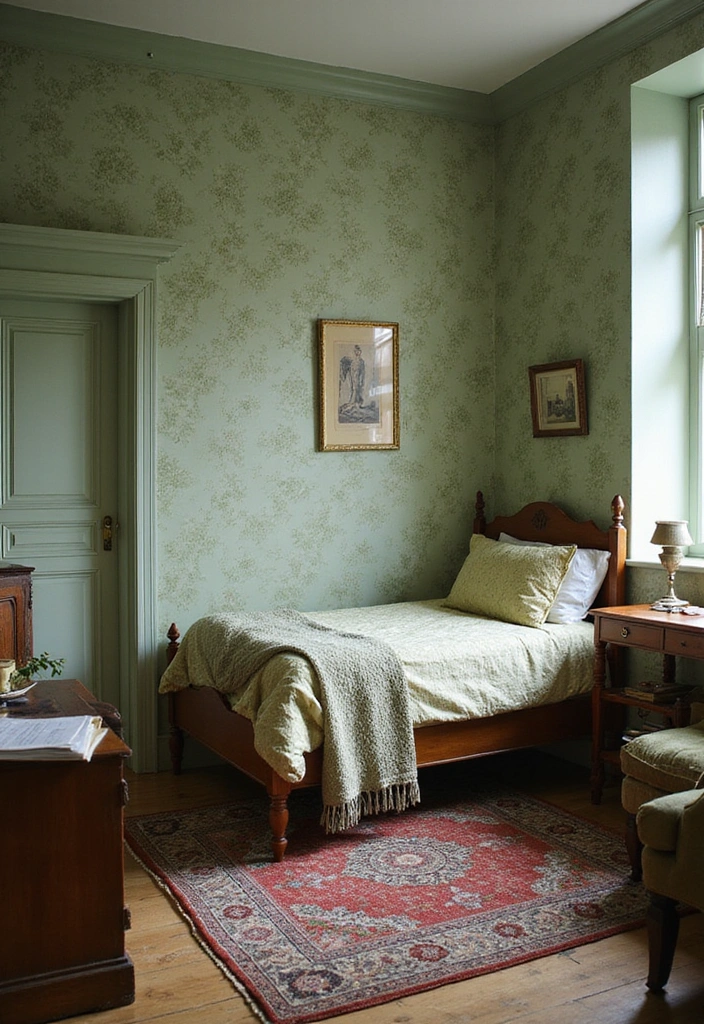 12 Affordable Sage Green Bedroom Makeovers That Will Blow Your Mind! - 7. Vintage Charm