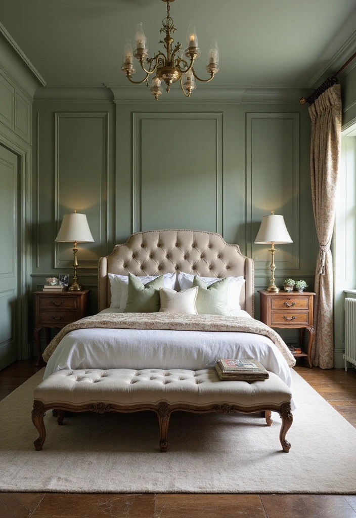 12 Affordable Sage Green Bedroom Makeovers That Will Blow Your Mind! - 9. Classic Elegance