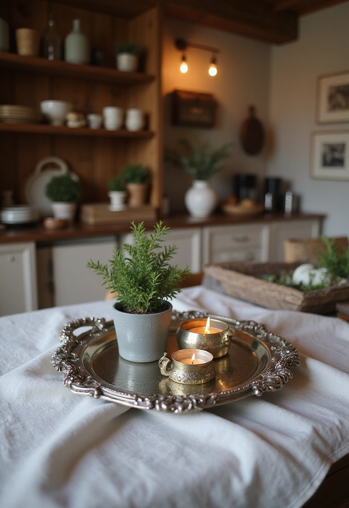 12 DIY Farmhouse Tray Ideas That Will Blow Your Mind (And They’re All Budget-Friendly!) - 2. Vintage Silver Tray Revamp