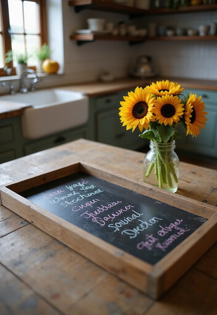 12 DIY Farmhouse Tray Ideas That Will Blow Your Mind (And They’re All Budget-Friendly!) - 3. Chalkboard Tray for Menu Display