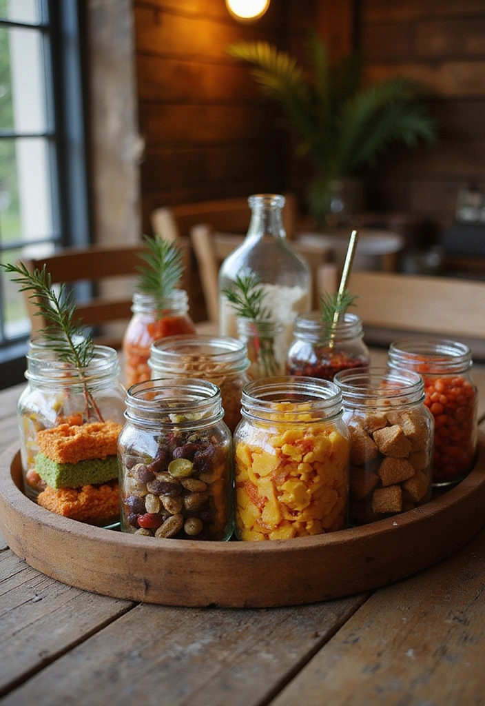 12 DIY Farmhouse Tray Ideas That Will Blow Your Mind (And They’re All Budget-Friendly!) - 8. Upcycled Glass Jar Tray