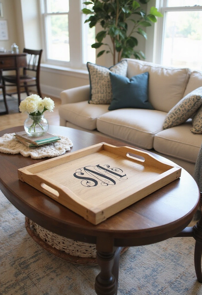 12 DIY Farmhouse Tray Ideas That Will Blow Your Mind (And They’re All Budget-Friendly!) - 9. Monogrammed Tray