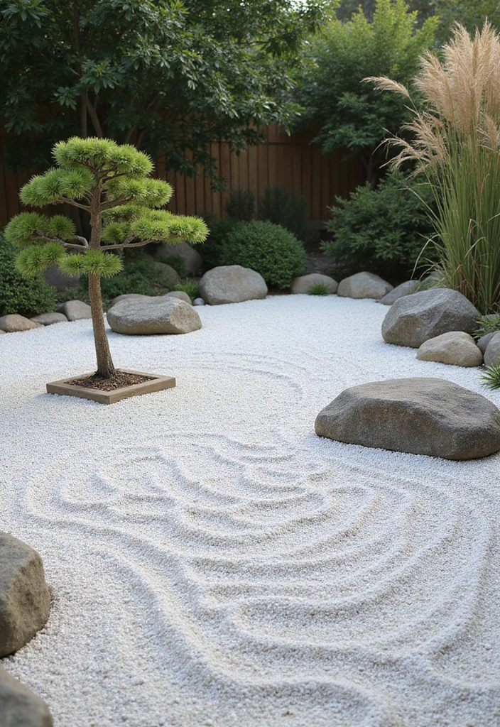 12 DIY Rock Garden Ideas That Are Surprisingly Easy to Create (And Budget-Friendly!) - 2. Zen Garden with White Stones