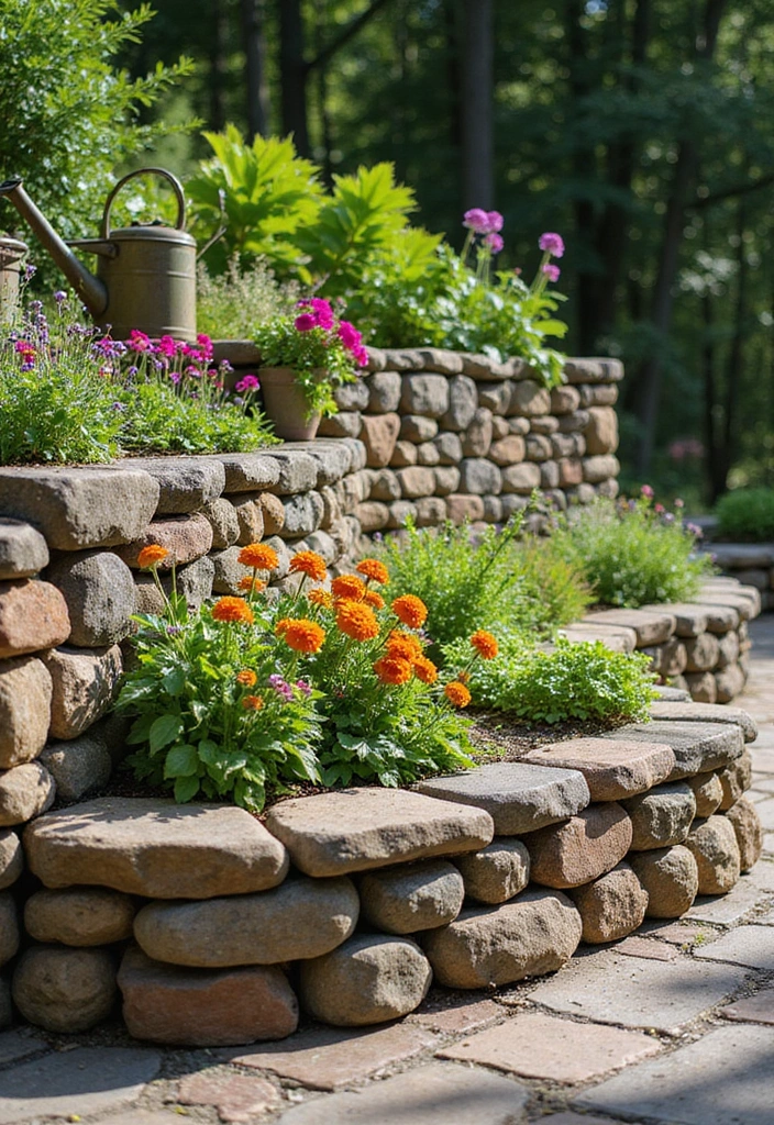 12 DIY Rock Garden Ideas That Are Surprisingly Easy to Create (And Budget-Friendly!) - 4. Rock Wall Raised Bed