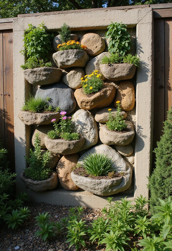 12 DIY Rock Garden Ideas That Are Surprisingly Easy to Create (And Budget-Friendly!) - 6. Vertical Rock Garden
