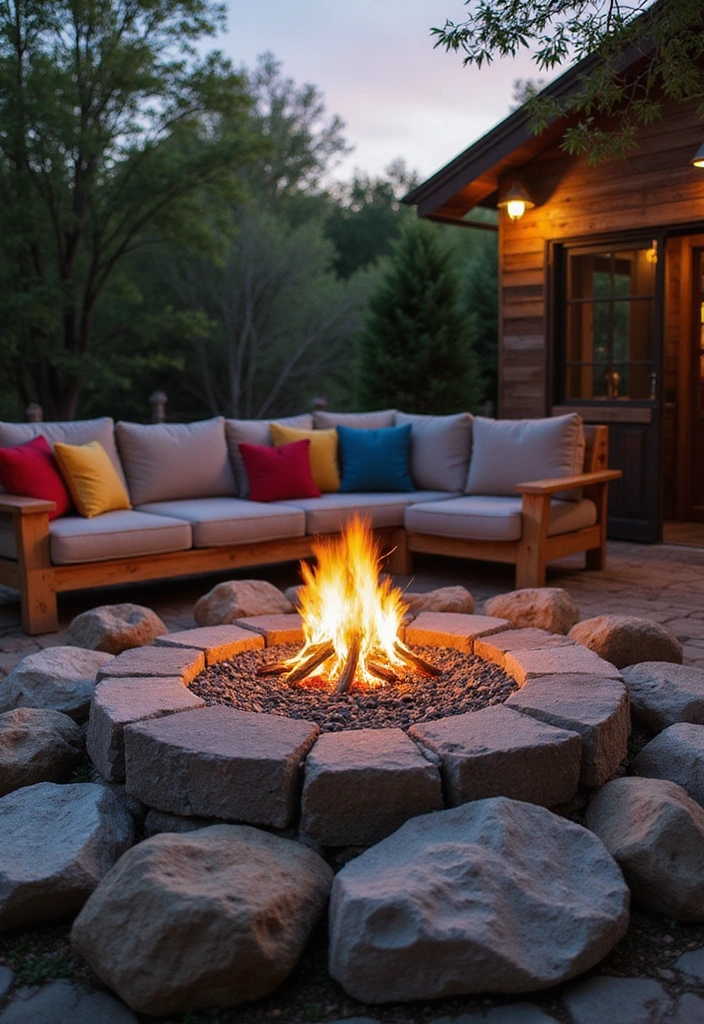 12 DIY Rock Garden Ideas That Are Surprisingly Easy to Create (And Budget-Friendly!) - 8. Rustic Stone Fire Pit