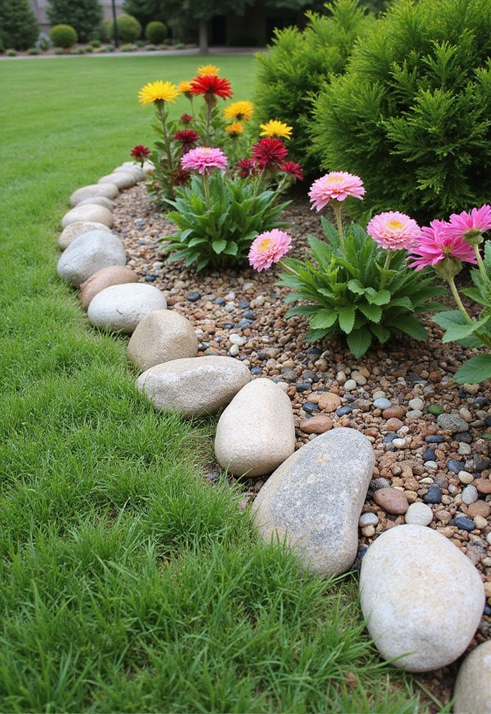 12 DIY Rock Garden Ideas That Are Surprisingly Easy to Create (And Budget-Friendly!) - 9. Rock Edging for Flower Beds