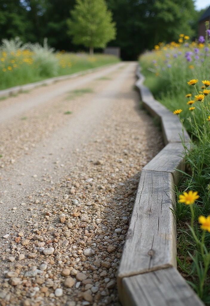 12 Decorative Driveway Edging Ideas to Enhance Your Home's Exterior (Don't Miss #5!) - 3. Wood Timber Edging