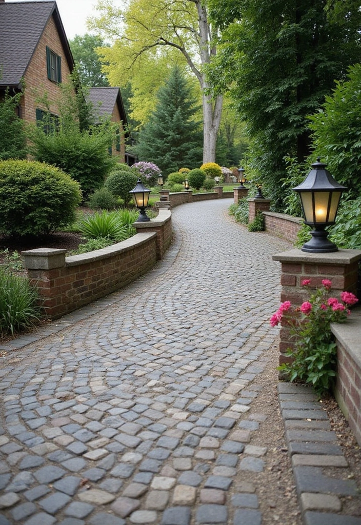 12 Decorative Driveway Edging Ideas to Enhance Your Home's Exterior (Don't Miss #5!) - 6. Charming Cobblestone