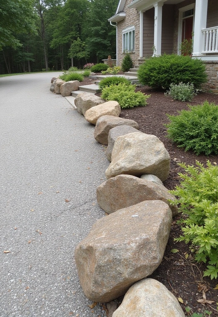 12 Decorative Driveway Edging Ideas to Enhance Your Home's Exterior (Don't Miss #5!) - 9. Natural Boulders