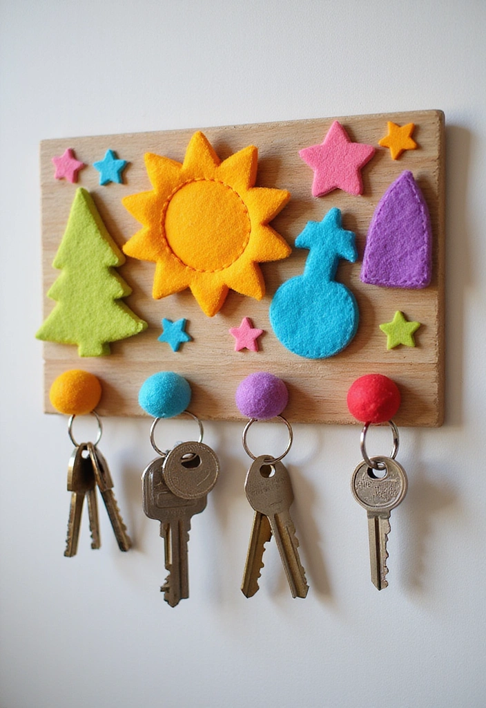 13 DIY Key Holders That Are So Easy, You'll Want to Make Them All! - 12. DIY Felt Key Holder