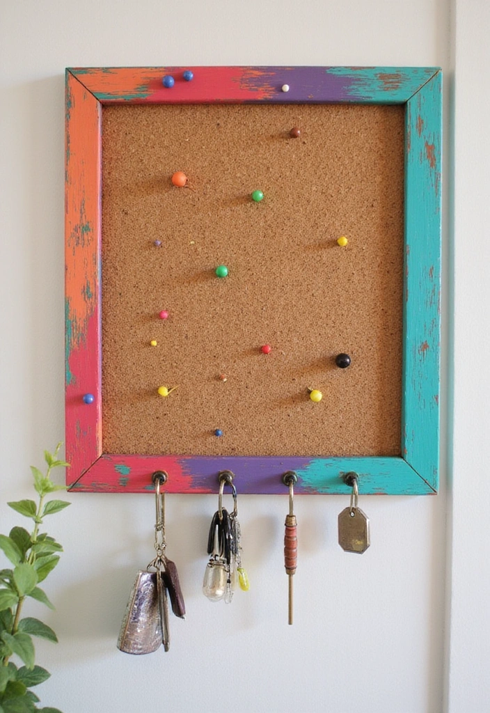 13 DIY Key Holders That Are So Easy, You'll Want to Make Them All! - 2. Colorful Cork Board Key Organizer