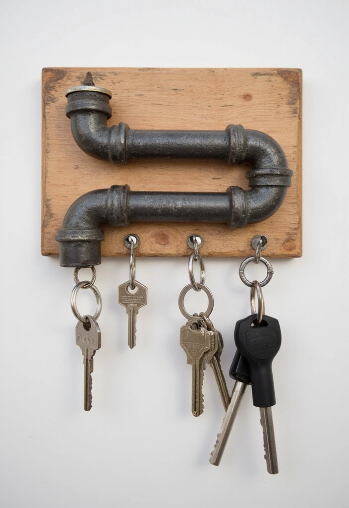 13 DIY Key Holders That Are So Easy, You'll Want to Make Them All! - 3. Industrial Pipe Key Rack