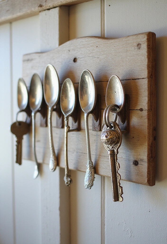 13 DIY Key Holders That Are So Easy, You'll Want to Make Them All! - 4. Upcycled Vintage Spoon Hooks