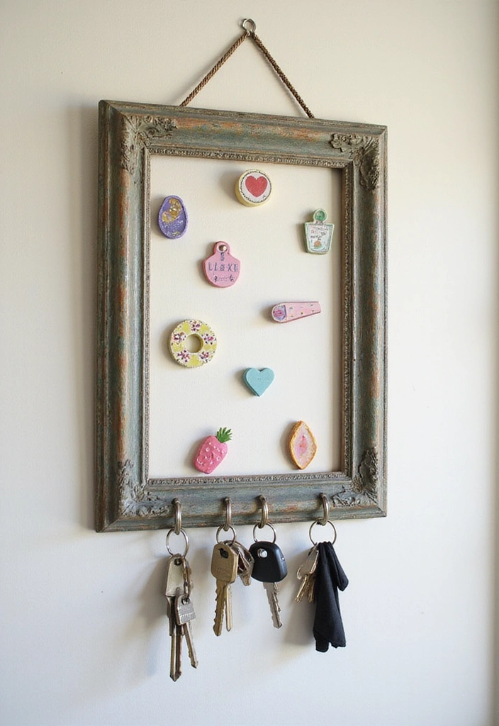 13 DIY Key Holders That Are So Easy, You'll Want to Make Them All! - 7. Magnetic Key Holder Made from Old Frames