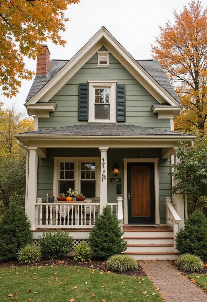 13 Fall Color Schemes for Your Home Exterior That Will Turn Heads (Check Out #3!) - 13. Warm Sage and Creamy White
