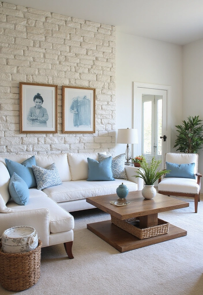 13 Living Room Stone Wall Ideas to Create a Cozy Atmosphere You’ll Love! - 5. Coastal Vibes with Light Stone