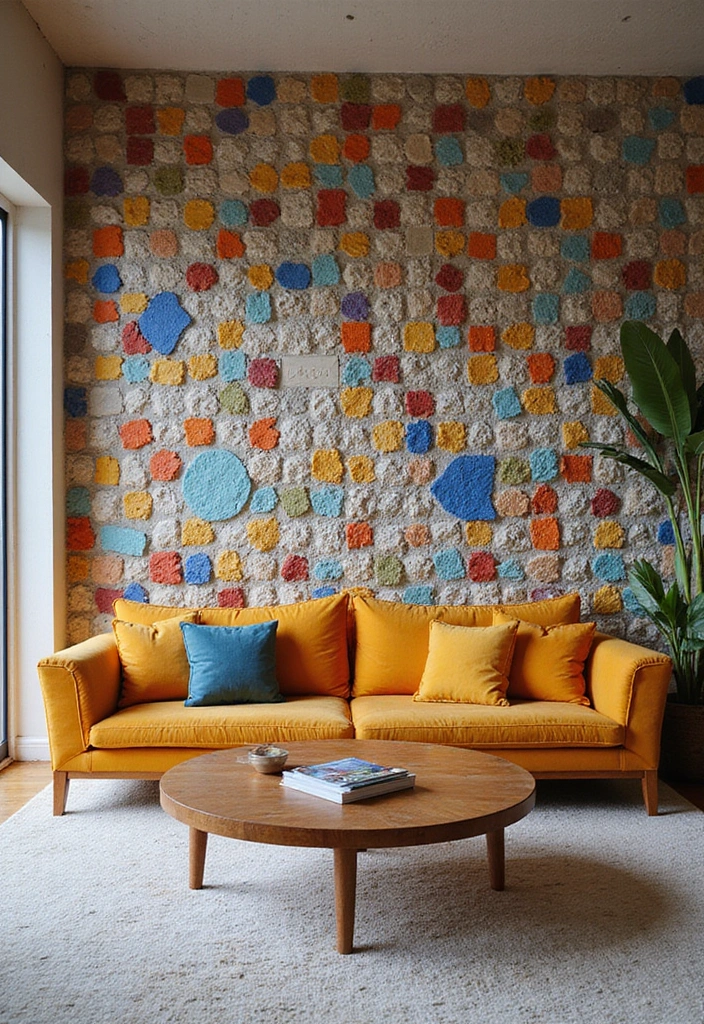 13 Living Room Stone Wall Ideas to Create a Cozy Atmosphere You’ll Love! - 6. Pattern Play with Mosaic Stones