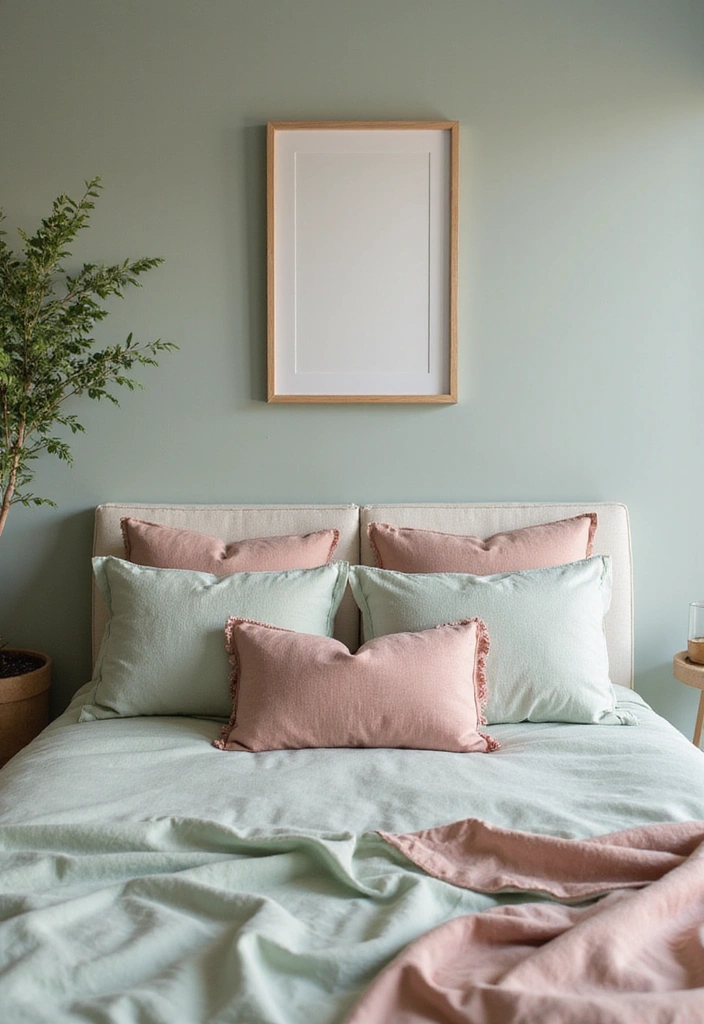 13 Trendy Sage Green Color Schemes That'll Make Your Bedroom a Style Statement! - 2. Soft Contrast: Sage Green and Blush Pink