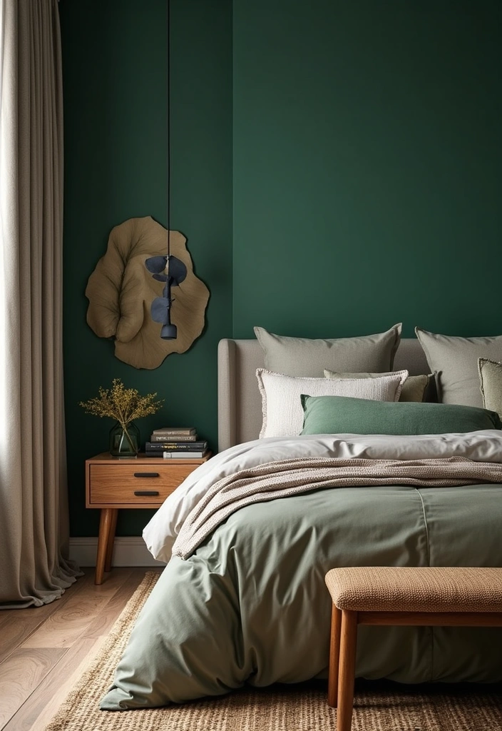 13 Trendy Sage Green Color Schemes That'll Make Your Bedroom a Style Statement! - 4. Cozy Contrast: Sage Green and Deep Navy