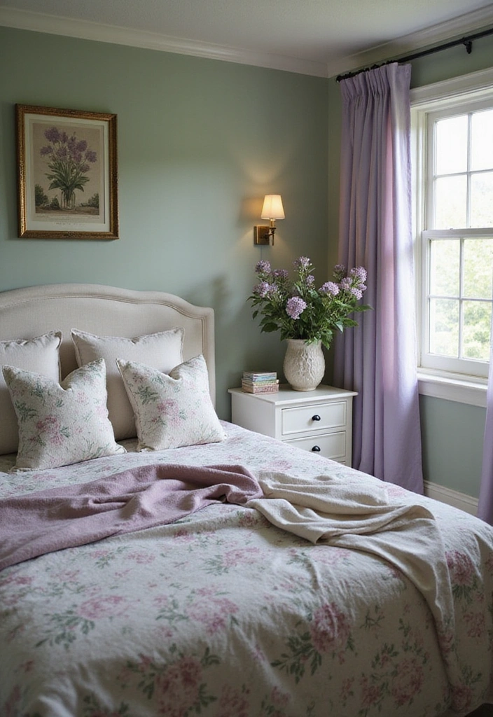 13 Trendy Sage Green Color Schemes That'll Make Your Bedroom a Style Statement! - 9. Playful Pastels: Sage Green and Lavender