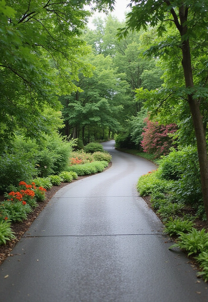 14 Colorful Driveway Edging Ideas That Will Make Your Neighbors Jealous! - 12. Lush Greenery with Colorful Accents